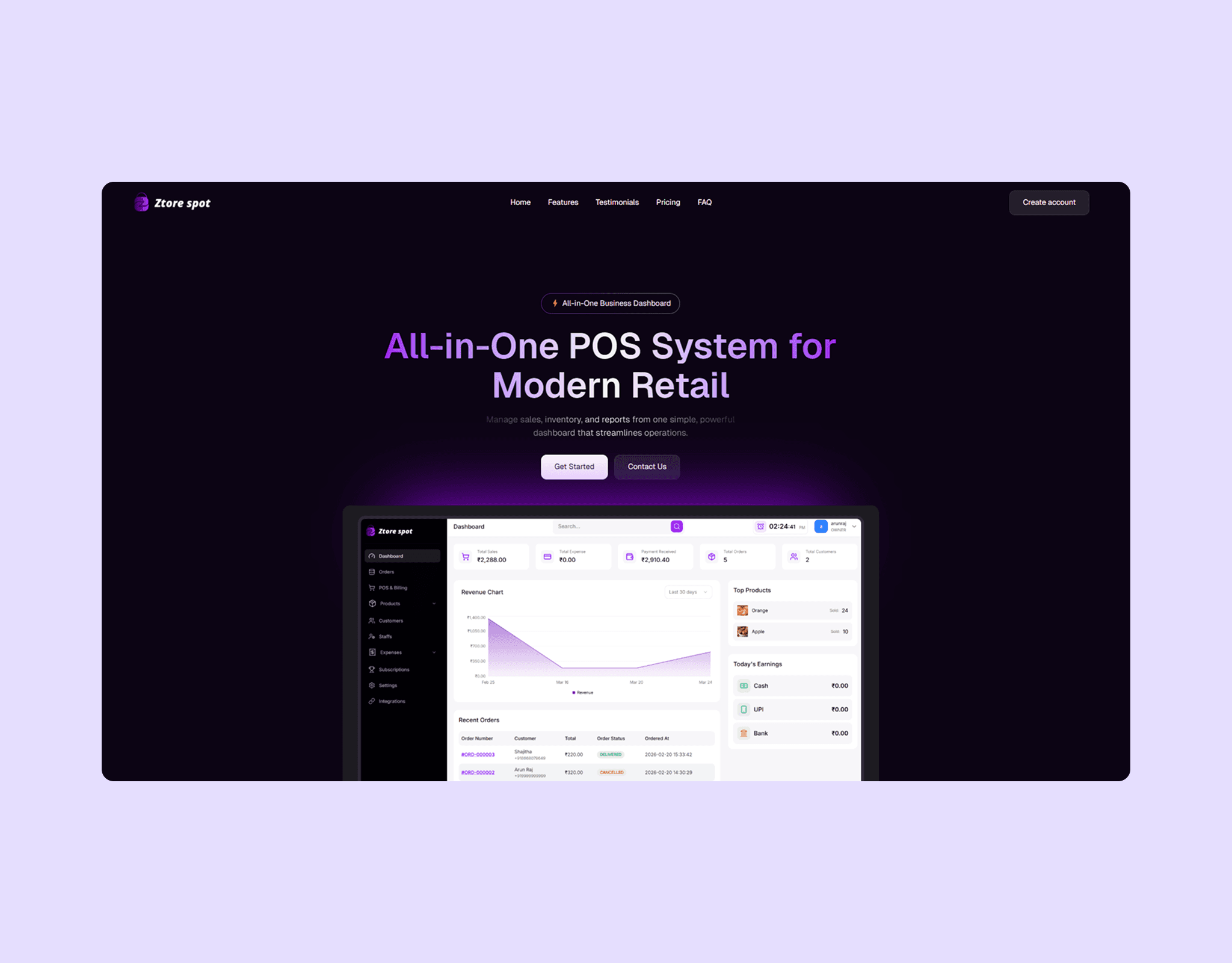 SaaS Point of Sale & Retail Management Platform — product screenshot